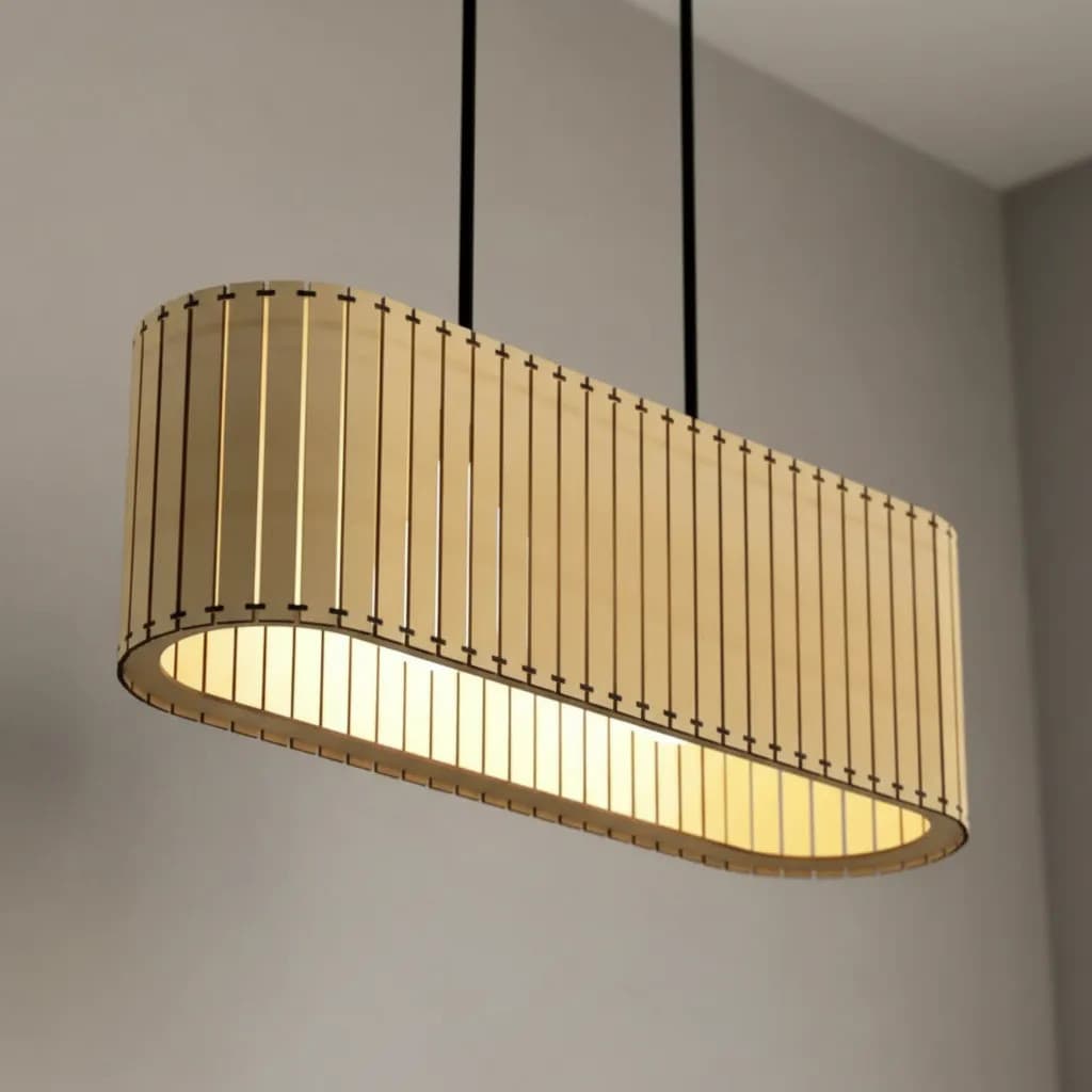 Luminária Pendente Belvedere MDF 2xE27 Bivolt 52cm Lustre Decorativo Moderno Para Sala E Cozinha