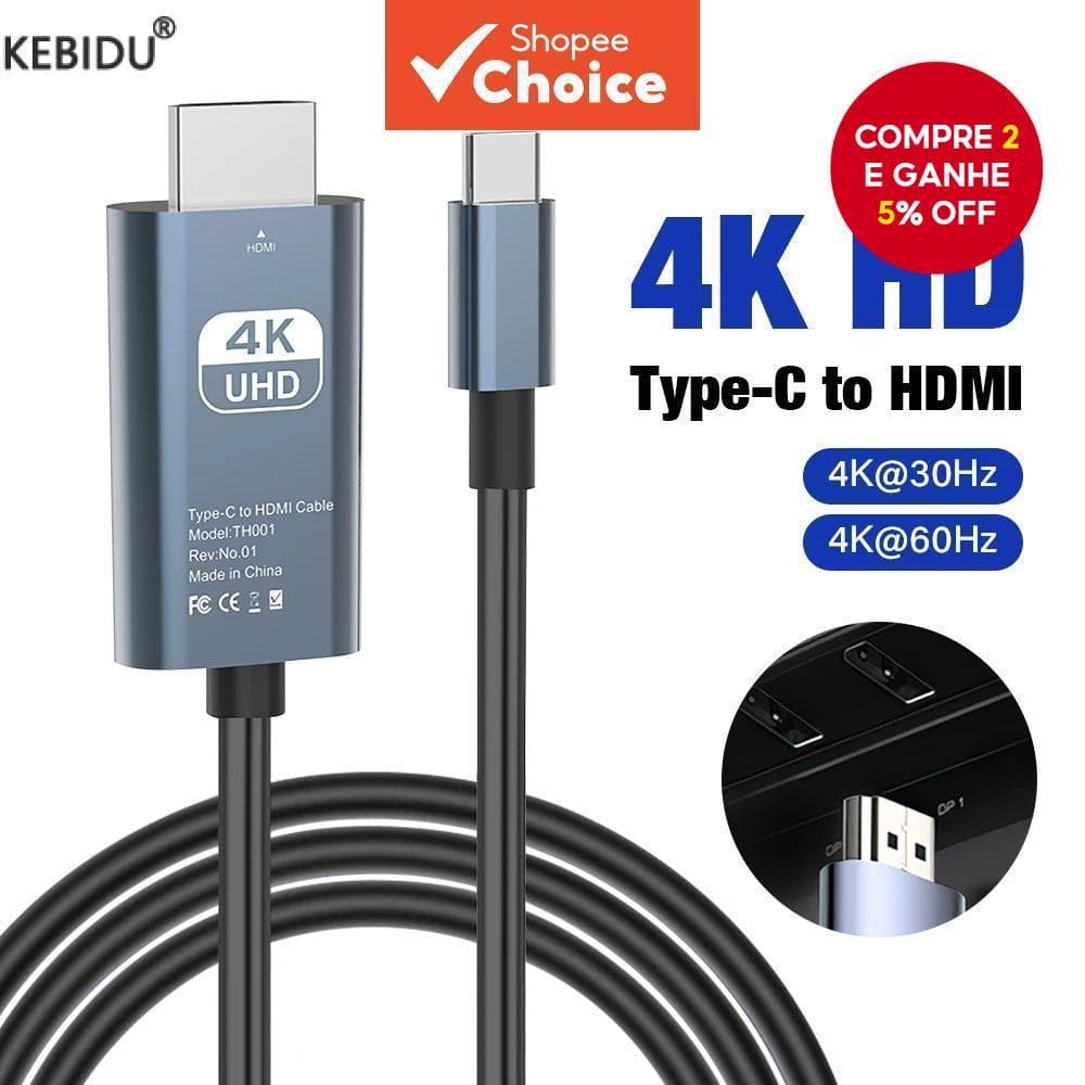 Cabo USB C para HDMI 4K@60Hz Cabo Tipo-C para HDMI Cabo Adaptador Ultra Alta Velocidade Para MacBook Pro Air iPad