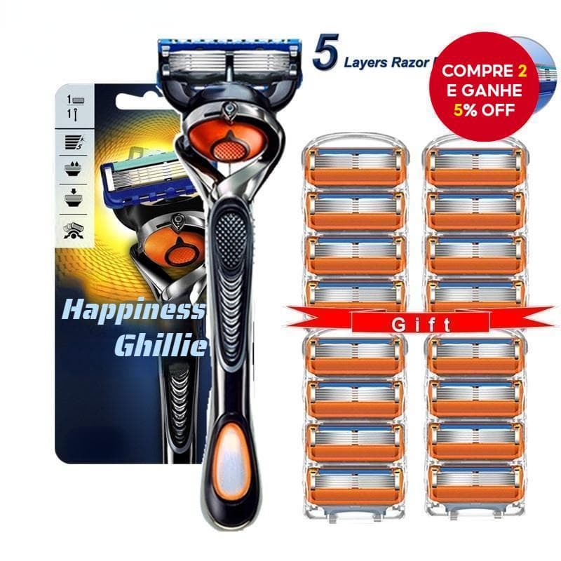 Lâminas De Barbear Masculinas Compatíveis Com Fusion 5 E ProGlide-Cartuchos De Recarga De 5 Camadas Para Barbeadores Man
