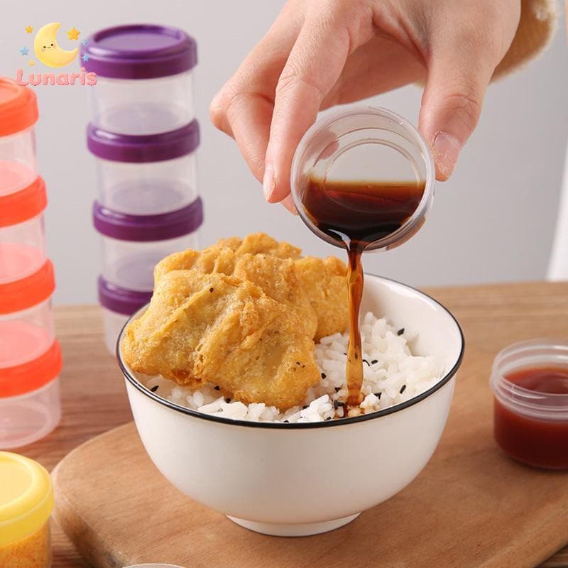 Lunaris 4 Pçs 35ml Recipientes De Molho De Salada Para Ir Plástico Torção Superior Condimento Recipiente Com Tampa Lanch