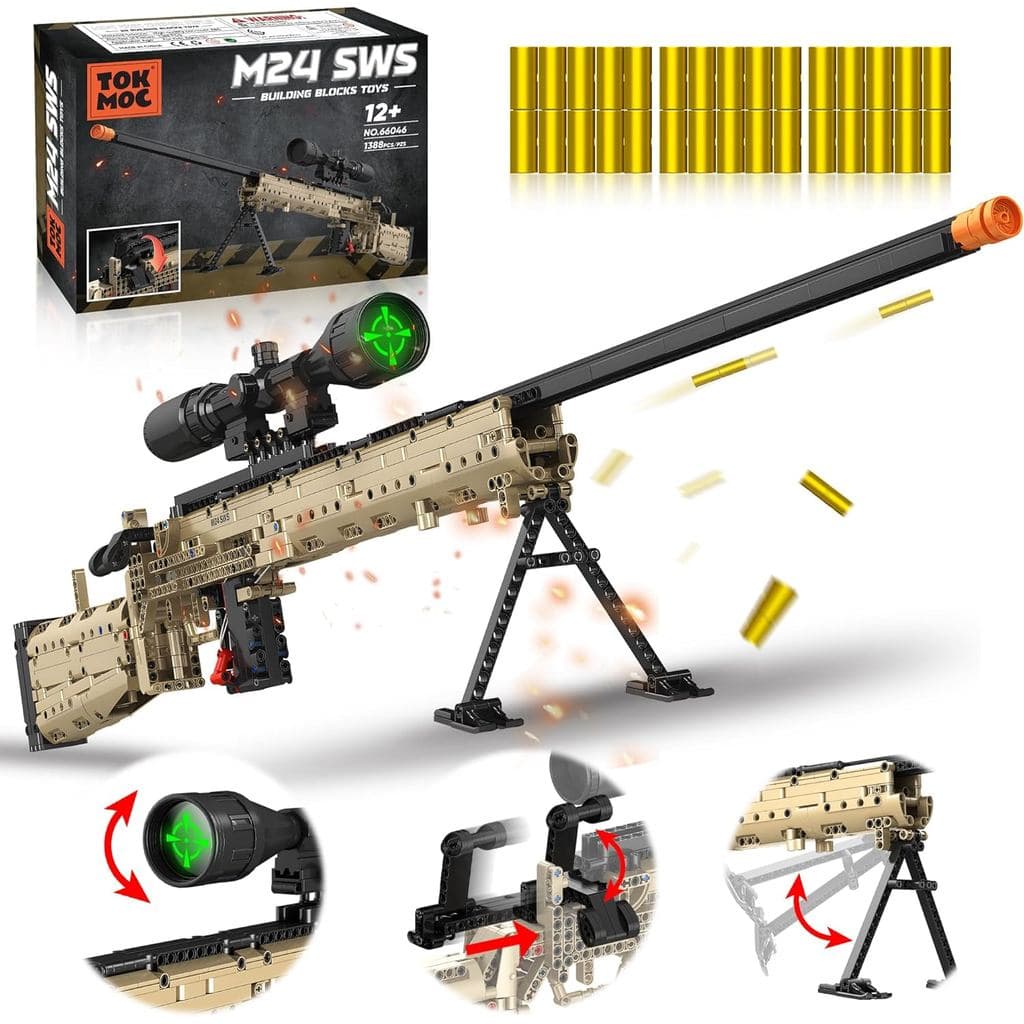 Brinquedo de Montar Modelo de Arma, 1388 Peças, Modelo de Arma M24 em Escala 1:1, Adequado para Meninos e Adolescentes a