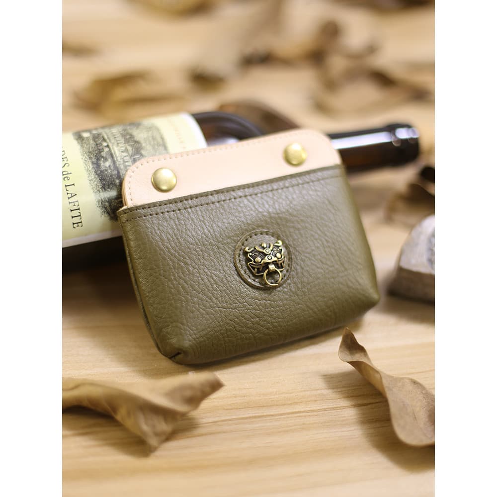 High-End vegetal curtido couro Retro moeda bolsa de couro genuíno pequena carteira pequena saco de armazenamento saco de