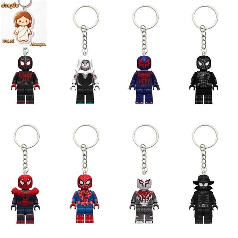 Compatível Com O Chaveiro minifigure De Tijolo LEGO Super-Herói Spider-Man Pingente Bonito De Estudante Bolsa Escolar（Da