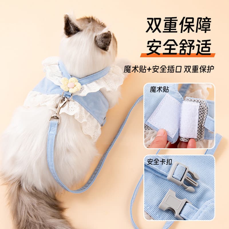Roupas de tração para cães primavera outono passeio saia jeans Teddy Bichon cinta peitoral verão andando corda de cachor