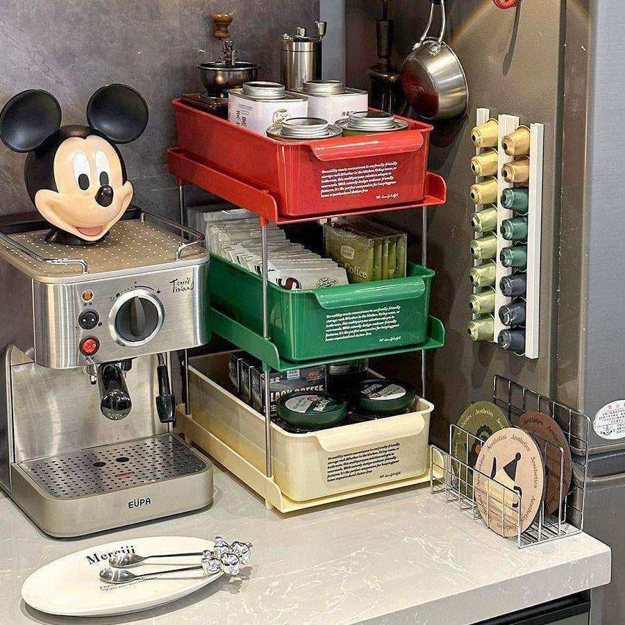 Canto de café caixa armazenamento Desktop tipo gaveta escritório sala chá Layout rack armazenamento cápsula café chá sac