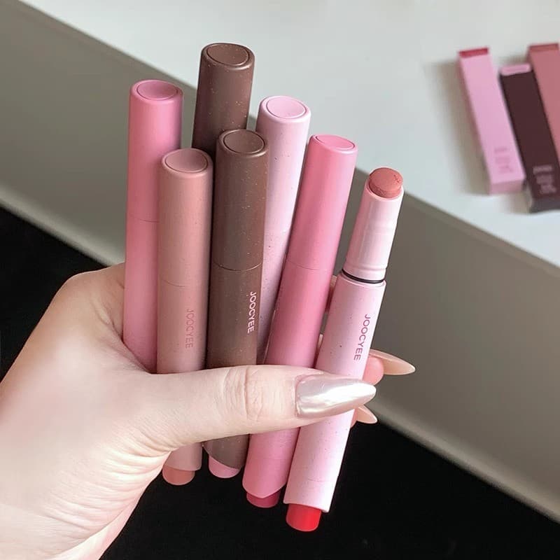 Joocyee caneta batom cor enzimática, delineador labial, cor Nude, enzima fosca, esmalte labial, outono inverno, sem maqu