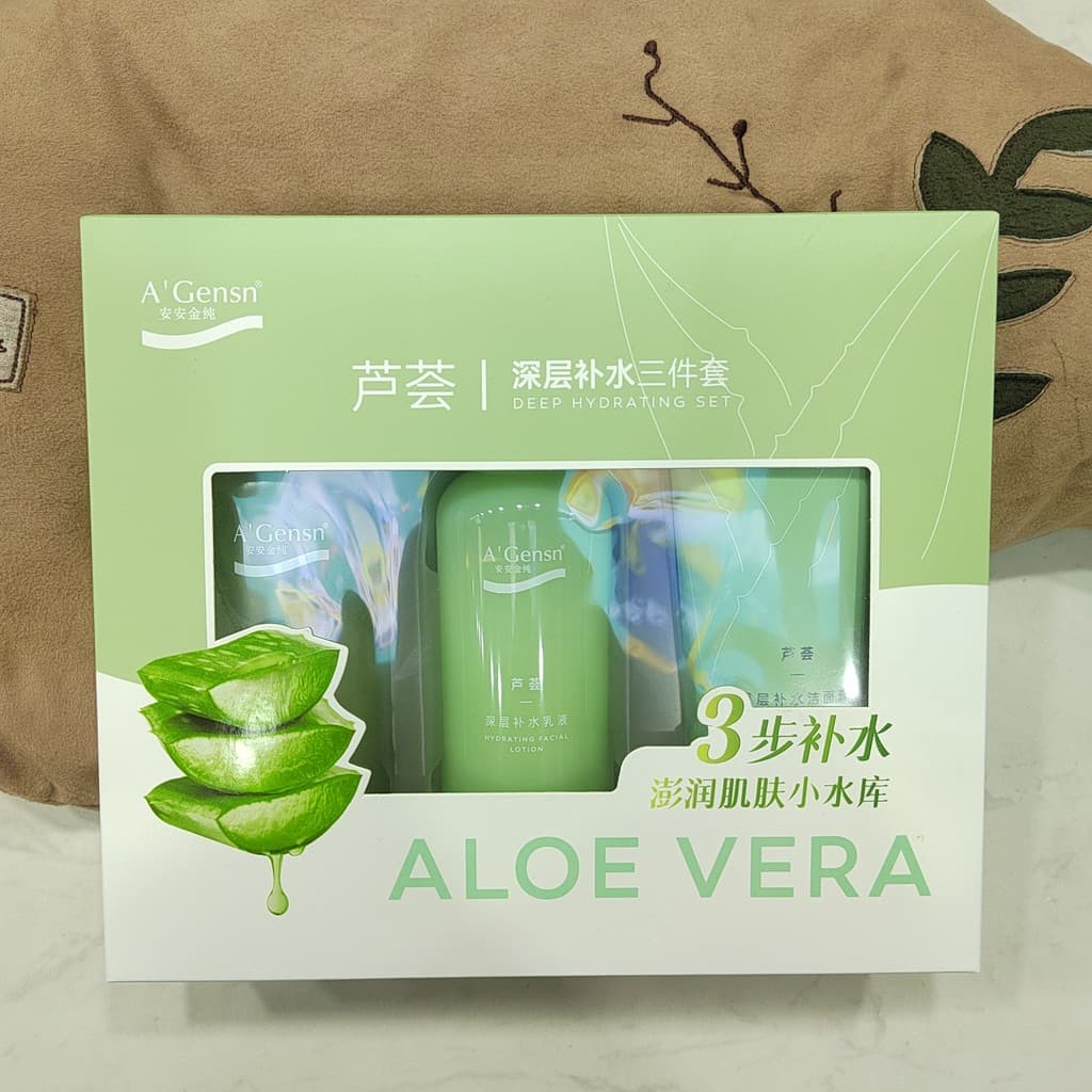 Anjin puro Aloe Vera hidratante profundo Toner limpador creme hidratante masculino feminino cuidados faciais conjunto de