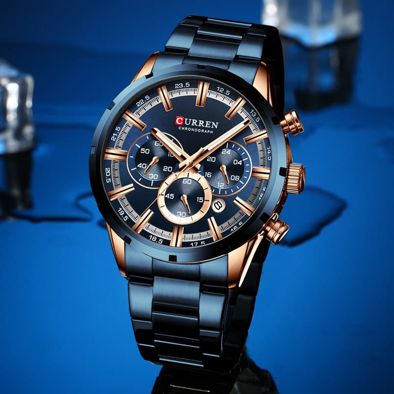 Curren Curren Relógio masculino multifuncional com mostrador grande, à prova d'água, quartzo, calendário de seis ponteir
