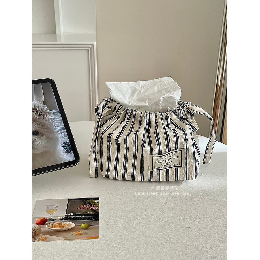 Ins simples listrado caixa de papel tecido decorativo caixa de tecido Retro criativo saco de armazenamento doméstico sac