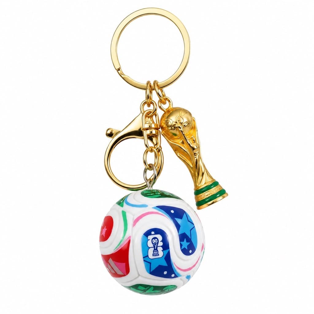 Troféu Premium Gold Championship E Conjunto De Chaveiro Colorido De Bola De Futebol-Acessório Esportivo De Luxo Pingente