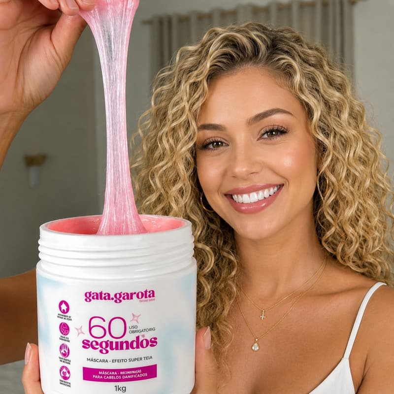 Mascara de Tratamento para Cabelo Cacheado, Crespo, Ondulado com Colágeno e Brilho 3D Gata Garota