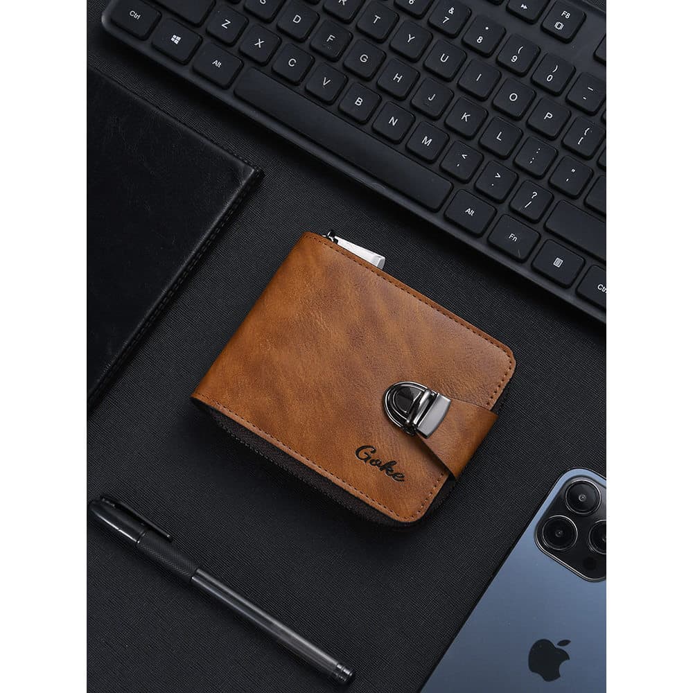 carteira masculina carteira masculina com ziper 2026 novo estilo carteira masculina curto zíper saco grande capacidade M