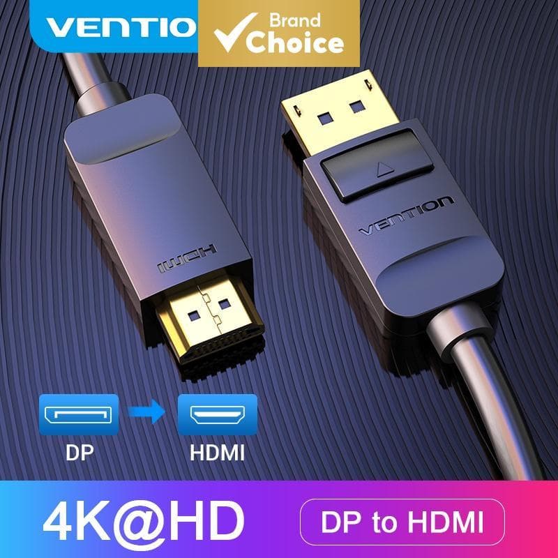 Cabo Vention DisplayPort para HDMI, banhado a ouro, DP macho para HDMI macho 1080P Full HD para PCs HDTV