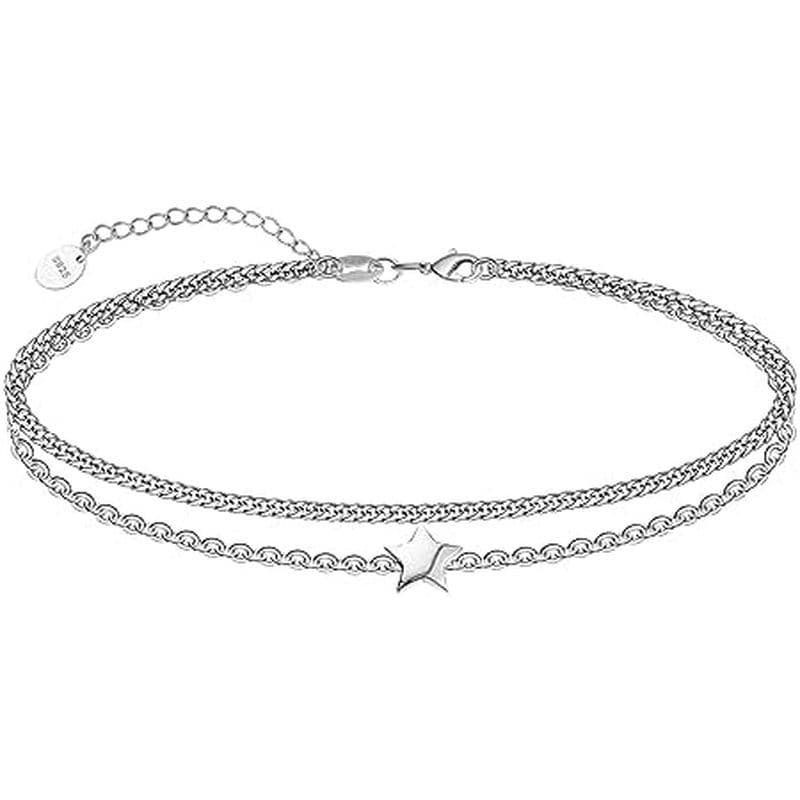 Chique & amp ; Pulseiras De Tornozelo De Prata Esterlina 925 ARTSY Para Mulheres , Tornozeleiras Ajustáveis De Corrente