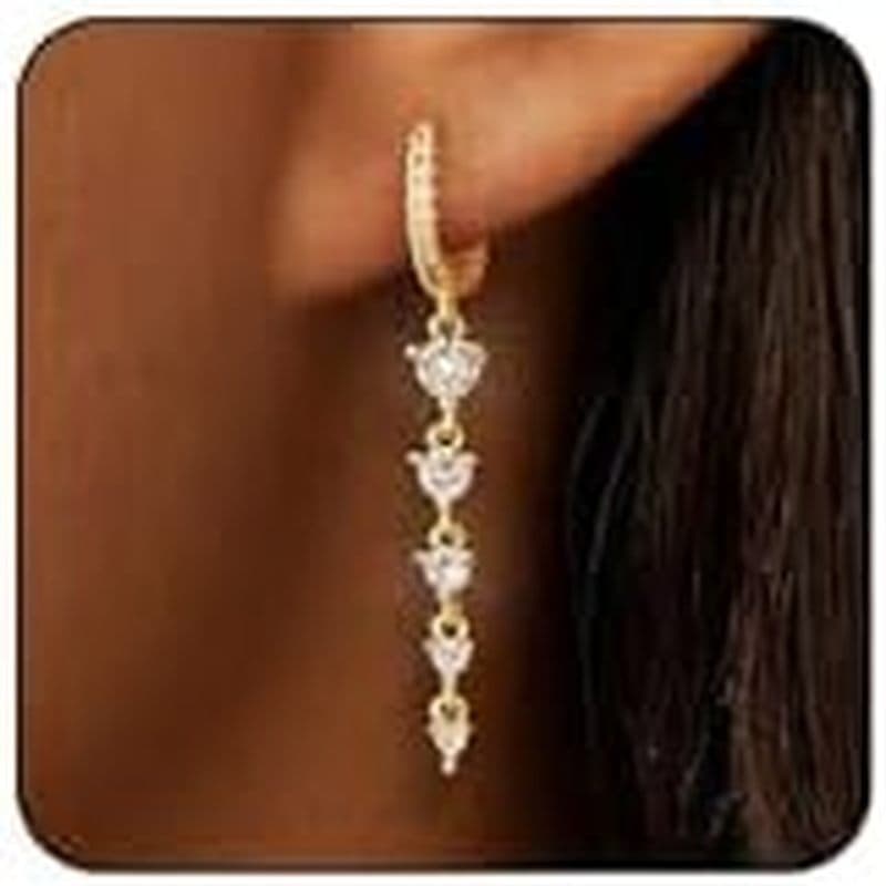 Brincos Pendentes Banhados A Ouro 14K Lunvky Para Mulheres , Brinco Delicado De Prata , Moderno , Longo , Pendurado , Ca
