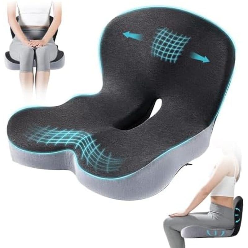 Almofada De Assento De Carro , Suporte Lombar Para Cadeira De Escritório-Espuma Viscoelástica De Malha Respirável 3D Cam