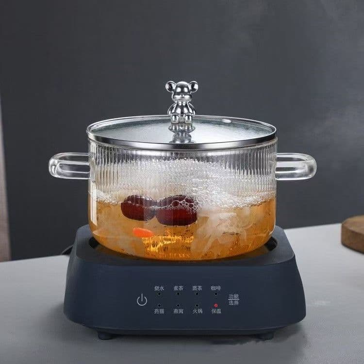 Pote de sopa com orelha dupla, pote de vidro listrado, transparente, pote de saúde, decalque, tigela de macarrão instant