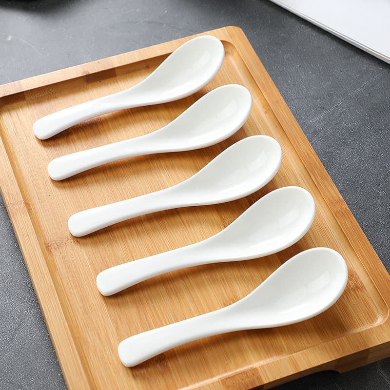 Colher de cerâmica não porosa branca pura colher de arroz colher doméstica comer colher pequena restaurante comercial D