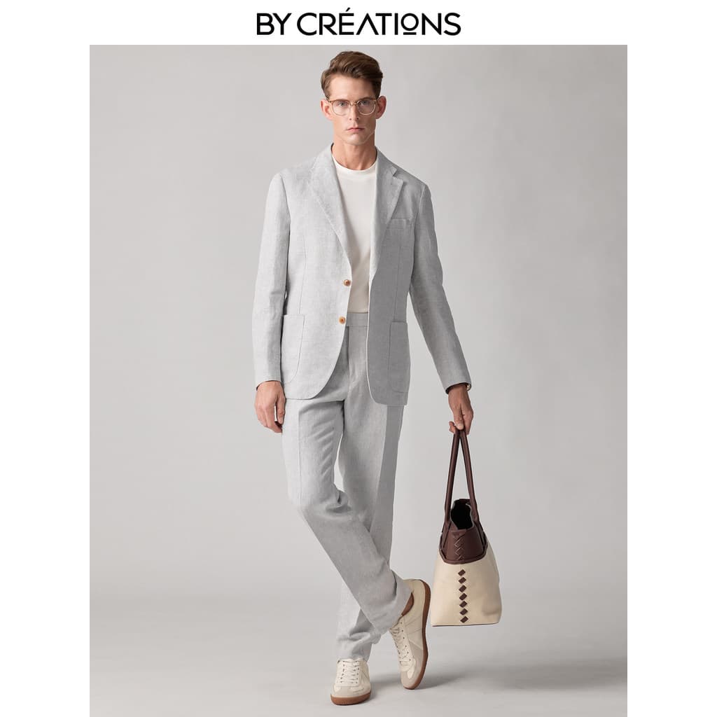 Baipin terno masculino jaqueta 2026 novo estilo High-End Casual puro linho verão nápoles terno masculino