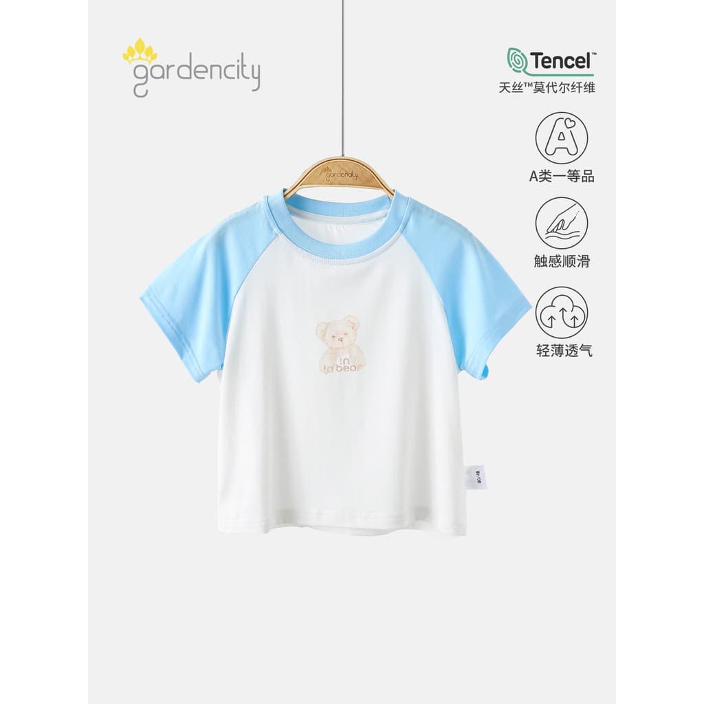 Top de meia manga manga Raglan para bebê