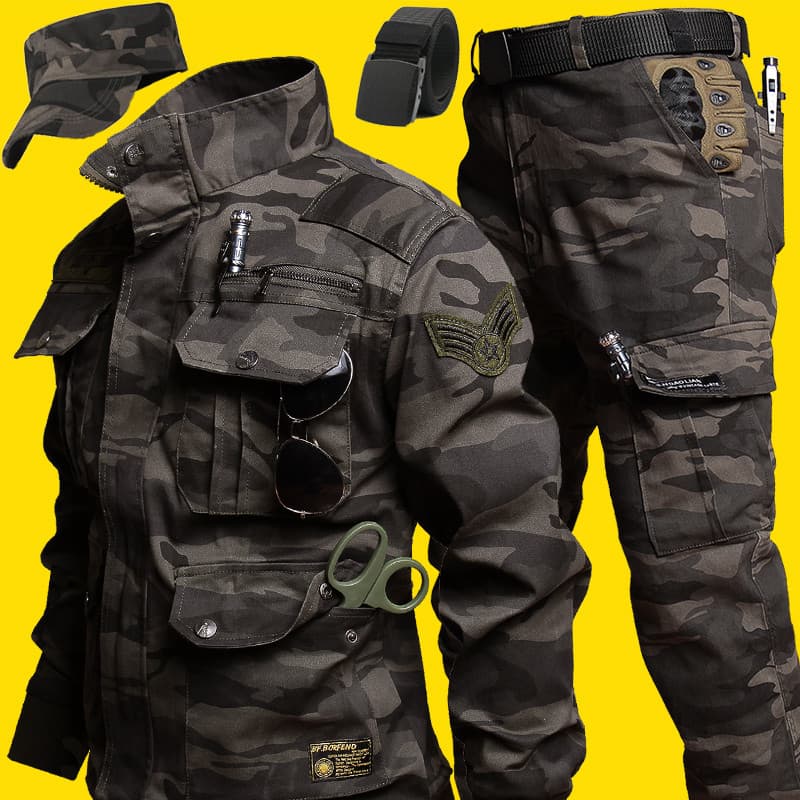 Macacão masculino de alta qualidade com vários bolsos, estiramento de algodão puro, resistente ao desgaste, soldador, ca