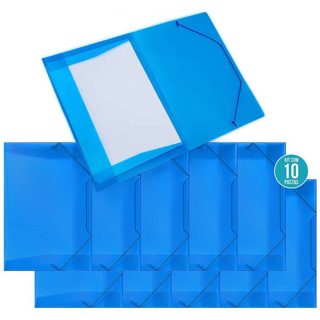 Pasta Soft Ofício Azul 335x235x0,35mm kit com 10 Pastas Aba Elástico Polibras