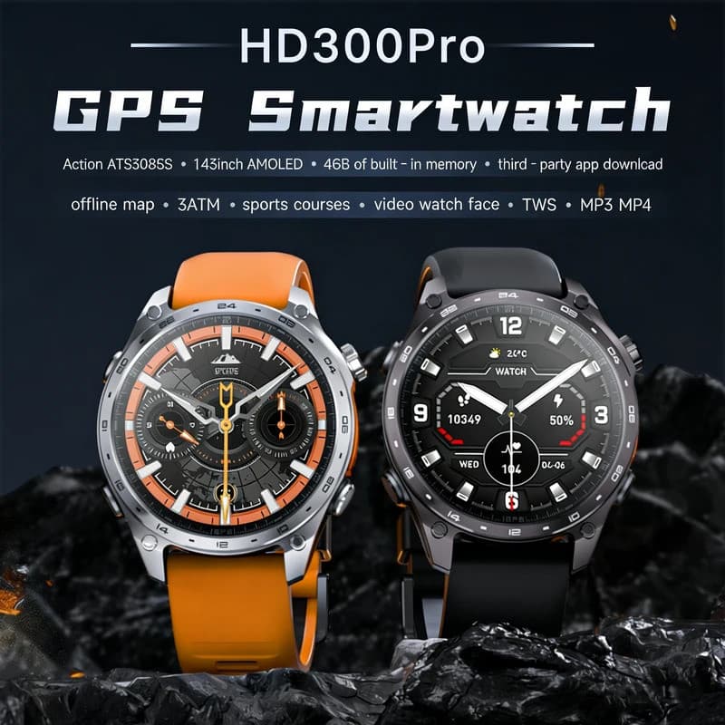HD300 Pro GPS Relógio Inteligente Esportes Ao Ar Livre Mapa Offline Chamada Bluetooth À Prova Dwaterproof Água Saúde Sma