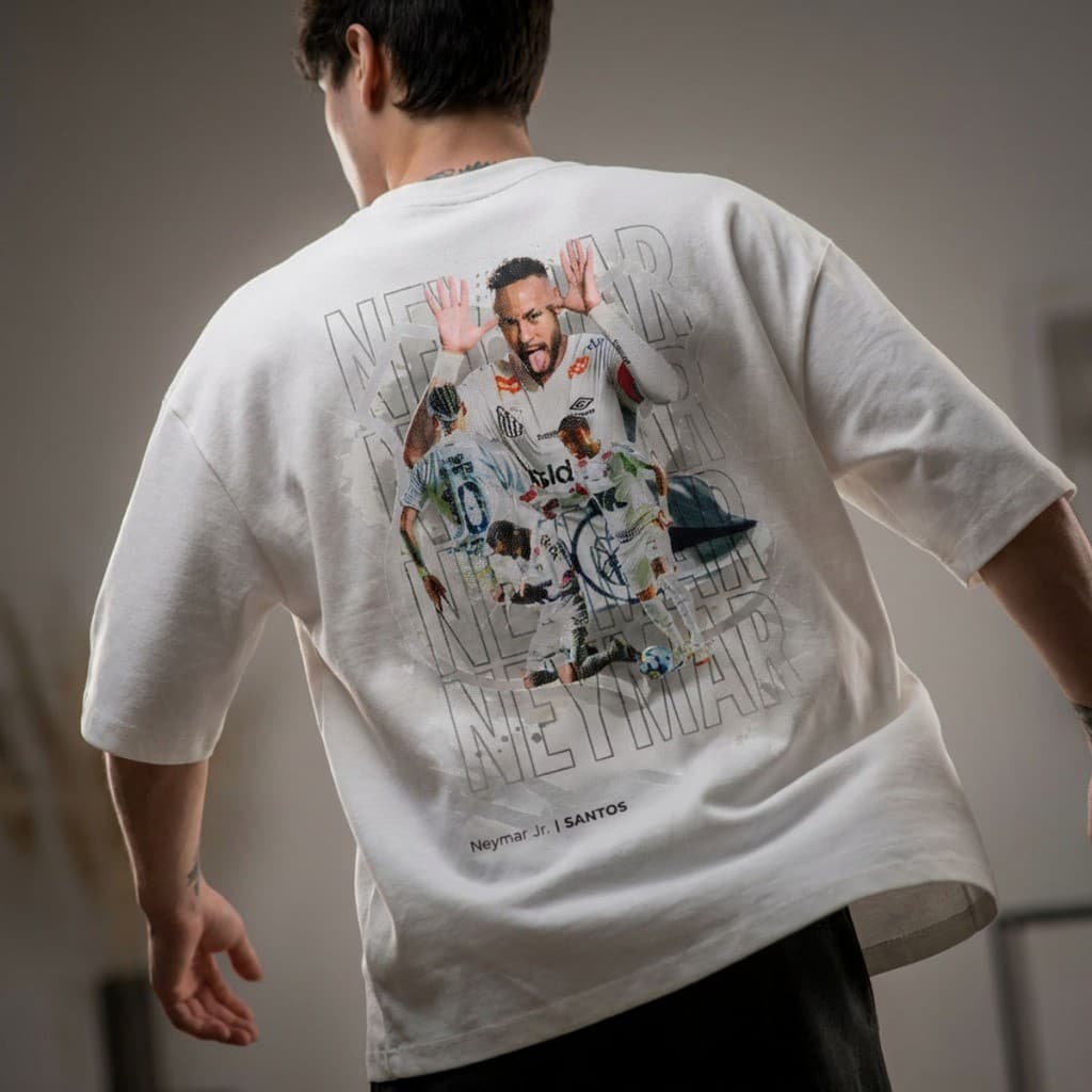 Camiseta Neymar Jr Masculina Estampa Grande Futebol Camiseta Oversized