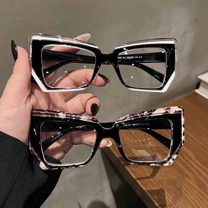 Óculos Para Mulheres Moda Retro Olho De Gato Cores Contrastantes High-end De Alta Definição Anti-Luz Azul