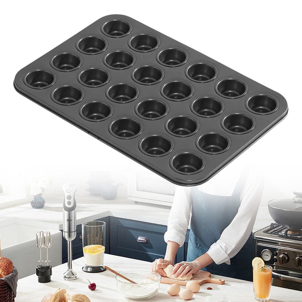 Panela Para Muffin Com 24 Xícaras , Antiaderente , Aço Carbono , Pequena , Redonda , Panqueca , Cupcake , Assadeira Casa