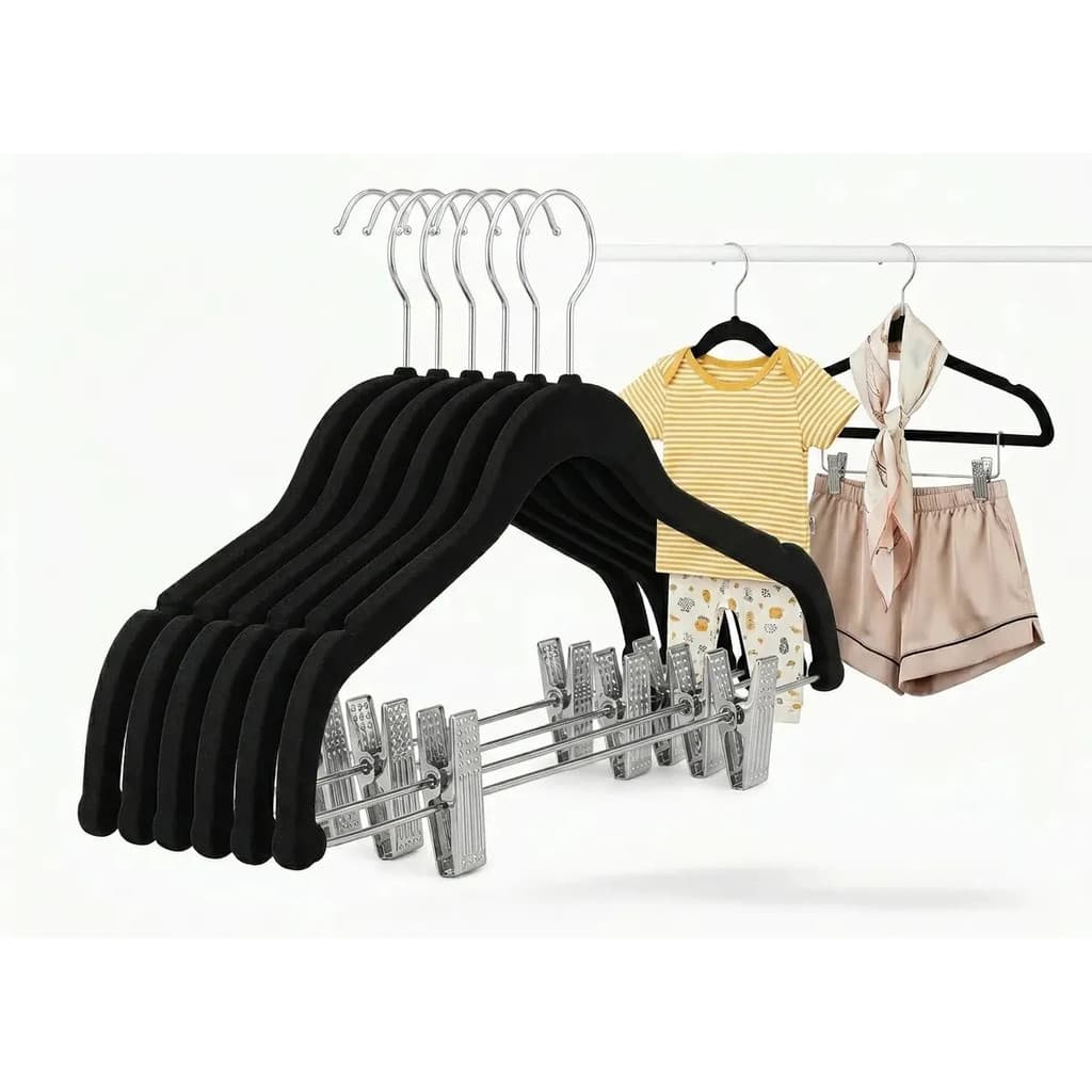 Cabide Veludo Infantil E Adulto Slim C/ Presilha Kit 6 Un