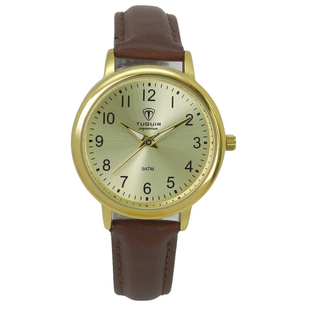 Relógio Unissex Tuguir Analógico Imperium TG30509 Dourado e Marrom, 5ATM, LUXUOSO, CHARMOSO, FASHION