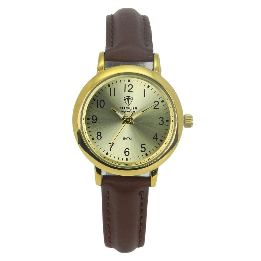 Relógio Feminino Tuguir Analógico Imperium TG30508 Dourado e Marrom 5ATM LUXUOSO CHARMOSO FASHION