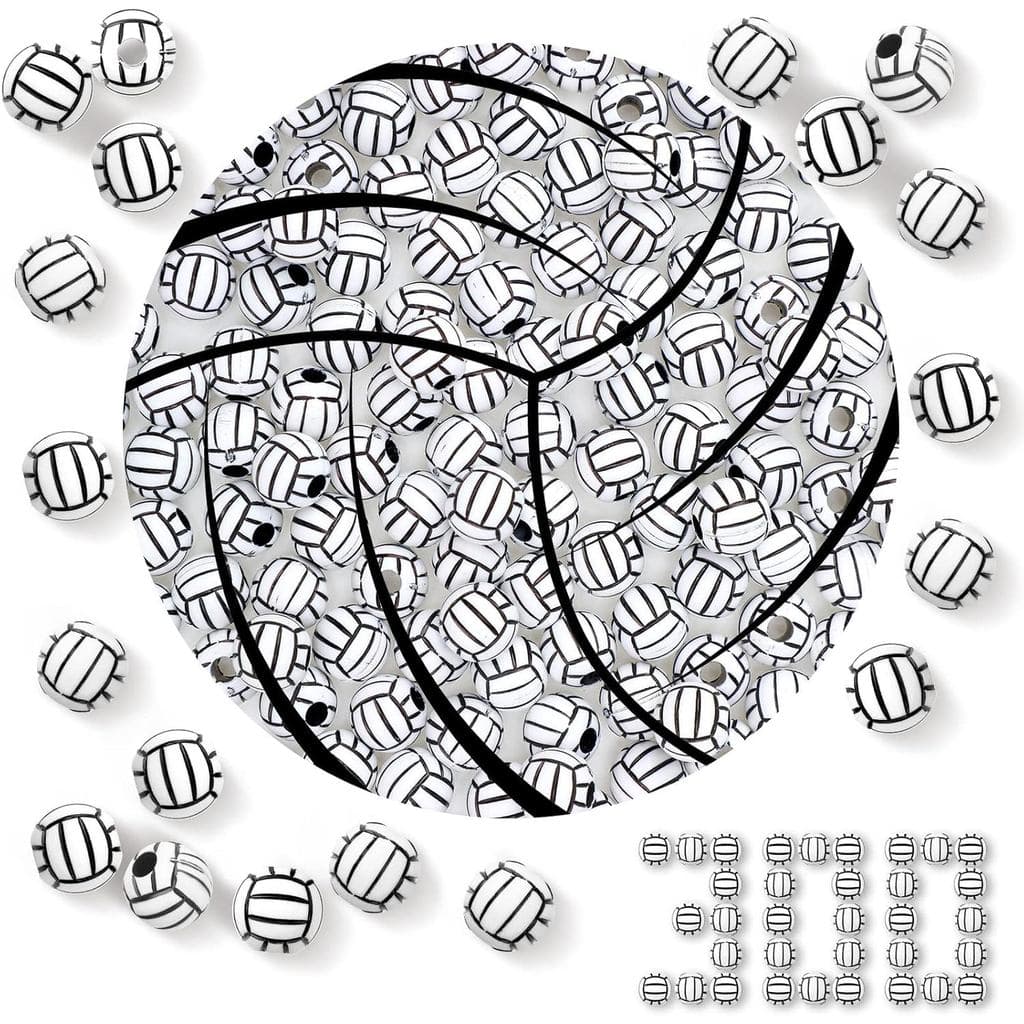 Giegxin 300 Peças de Contas de Acrílico 12 mm em Forma de Bola Esportiva para Pulseiras, Fabricação de Joias, Colares, C