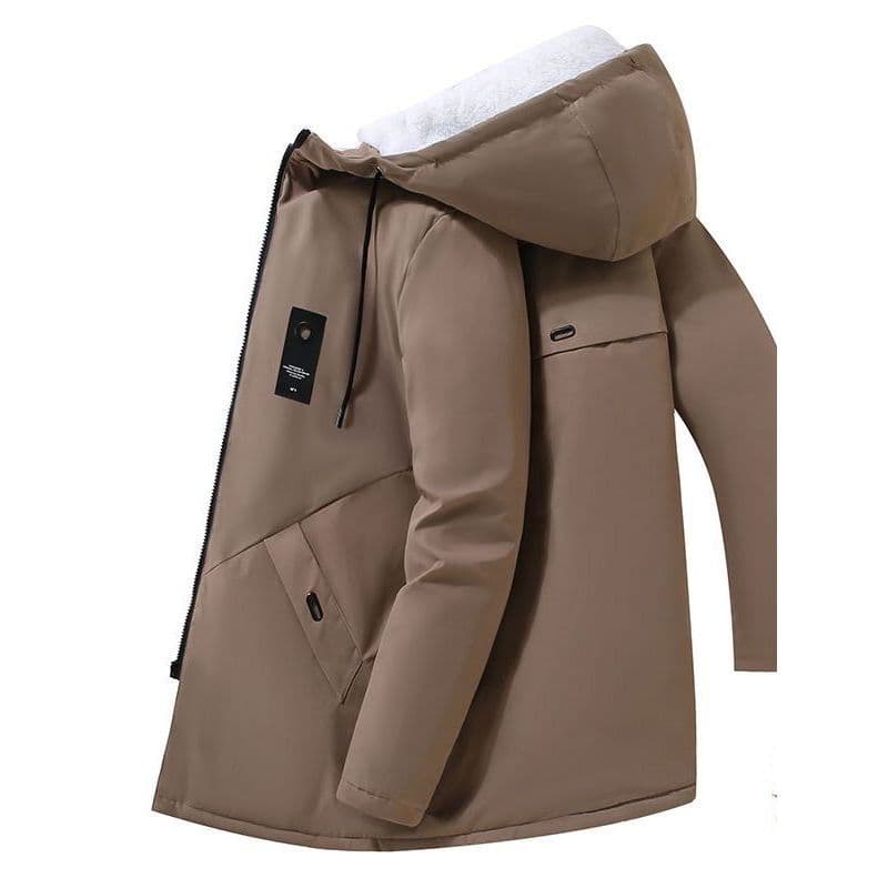 Jaqueta acolchoada masculina de lã espessada jaqueta de comprimento médio roupas de inverno à prova de frio quente blusã