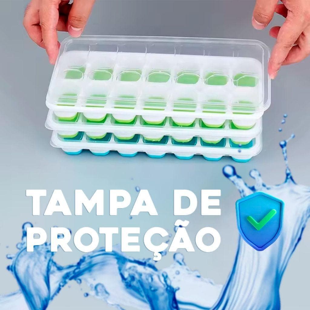 Forma de Gelo Silicone Tampa Rígida Flexível Fundo 14 Cubos Retangular Multiuso Lavável envio rapido