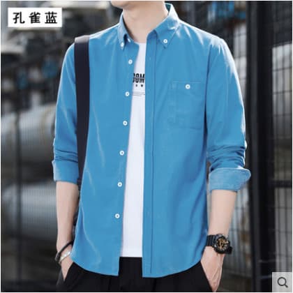2025 estilo verão camisa de veludo masculina à prova de ultravioleta cor sólida polegada camisa juventude Casual Bottomi