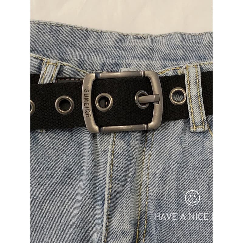 Retro nacional na moda cinto de lona versão larga grande buraco redondo pino fivela cinto masculino Casual esportes laze