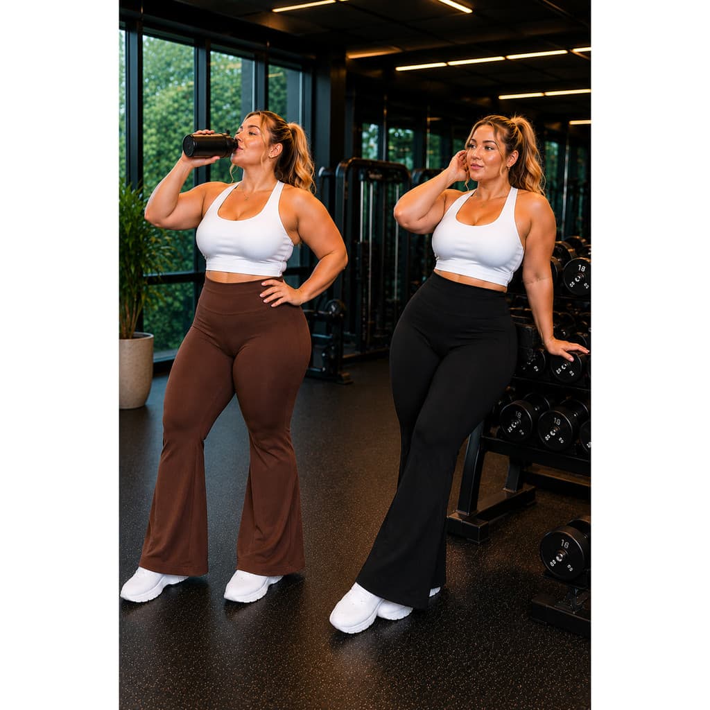 Calça Flare Legging Plus Size Cos Alto Forrada Academia Modelo Bailarina