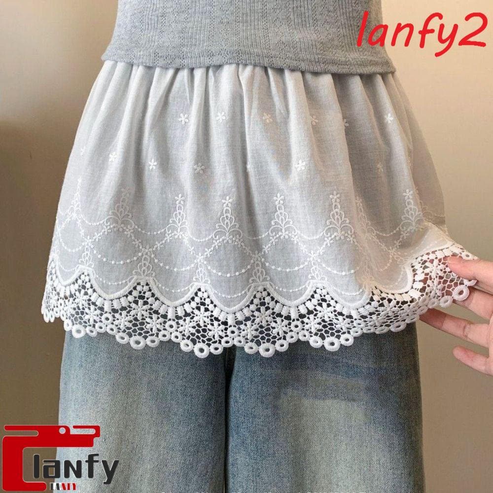 LANFY Saia De Renda Deslizante , Curta De Segurança De Malha De Flor Bordada , Mini Vestido Curto Doce Anti-Reflexo