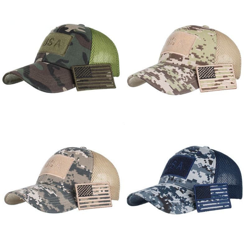LUC Boné De Beisebol Com Bandeira Dos Eua/Camuflado/Tático/Removível/Militar