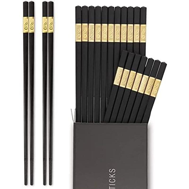 Hiware 10 Pares De Pauzinhos De Fibra De Vidro-Reutilizáveis Seguros Para Máquina De Lavar Louça , 9 1/2 Polegadas-Ouro