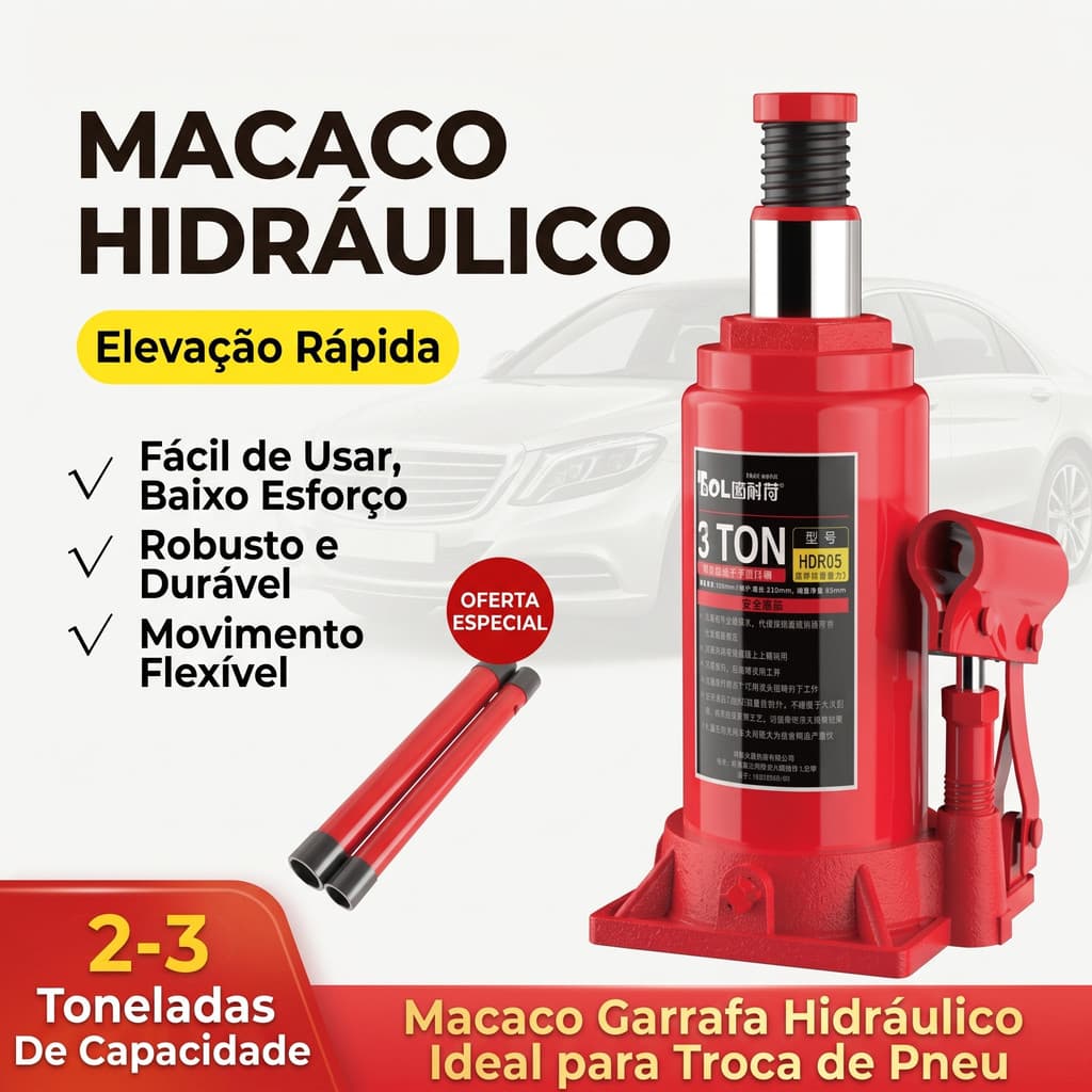 3 Ton Hydraulic Bottle Jack for Car and SUV with Safety Valve High Capacity Portable