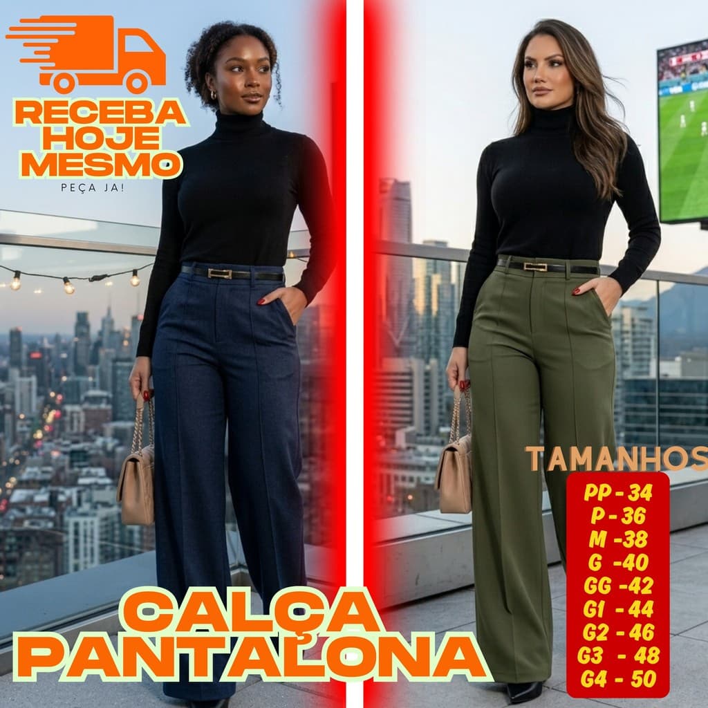 Calça Social Feminina: Pantalona Elegante com Cinto para Conquistar! BRANCA