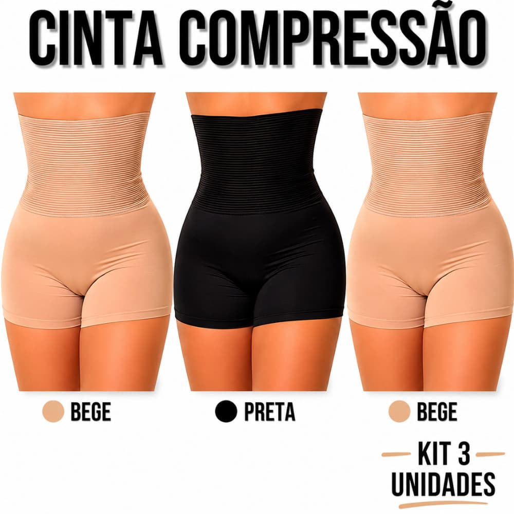 Kit 3 Bermuda Anágua Modeladora Cintura Alta Plus Size Redução De Medidas Pós Parto Short Conforto