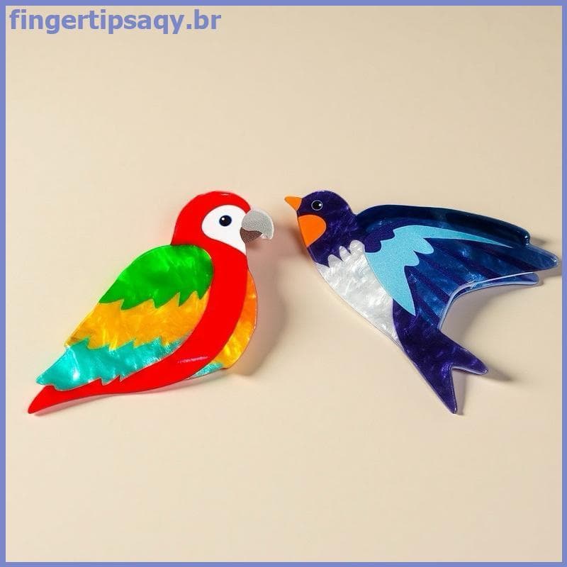 FINGE 1PC Colorido Bonito Simulação Papagaio Tubarão Pássaro Rabo De Cavalo Clipe Criativo Ba Da Cabeça Cocar De Cabelo