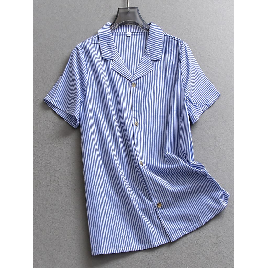 Listrado terno colarinho Retro mais magro olhar solto Commuter 2025 verão novo estilo All-Match Casual blusa de manga cu