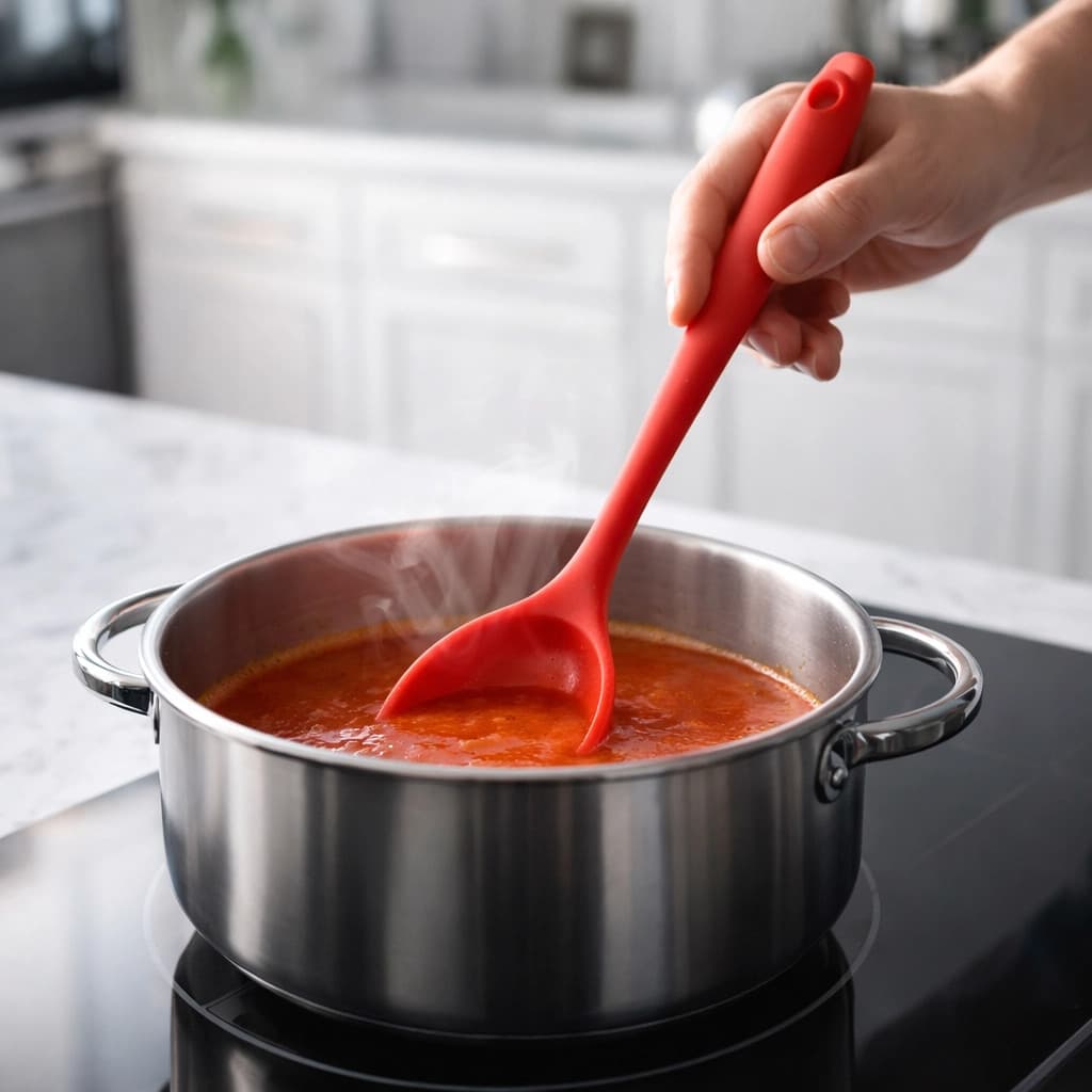 Colher Silicone 27cm Vermelha Antiaderente Resistente 230°c