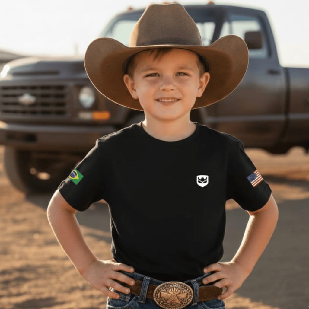Camiseta Infanti Rincon Procedimento Agro Ram Country 100% Algodão Premium Tropinha Rodeio Camiseta Rodeio Vaqueiro Farm