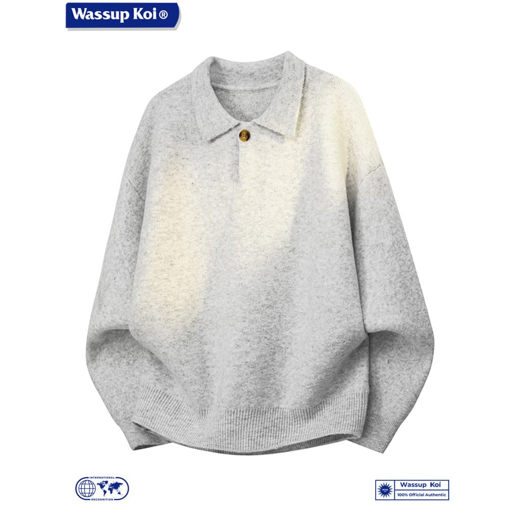 WASSUP KOI Suéter de lapela conjunta masculino primavera outono 2025 na moda simples malhas jaqueta solta